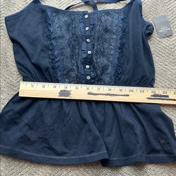 Abercrombie & Fitch Lace Front Cami Tank Navy Blue Size L - Picture 7 of 9